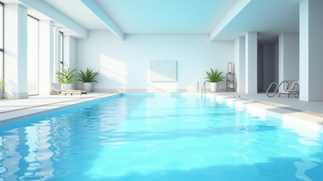 Alberca limpia y moderna lista para programas acuáticos